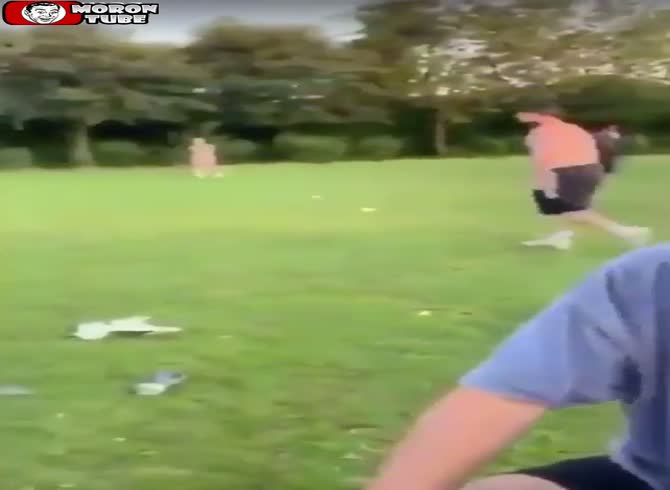 Video :This moron fractures a stranger's leg after tackling him!